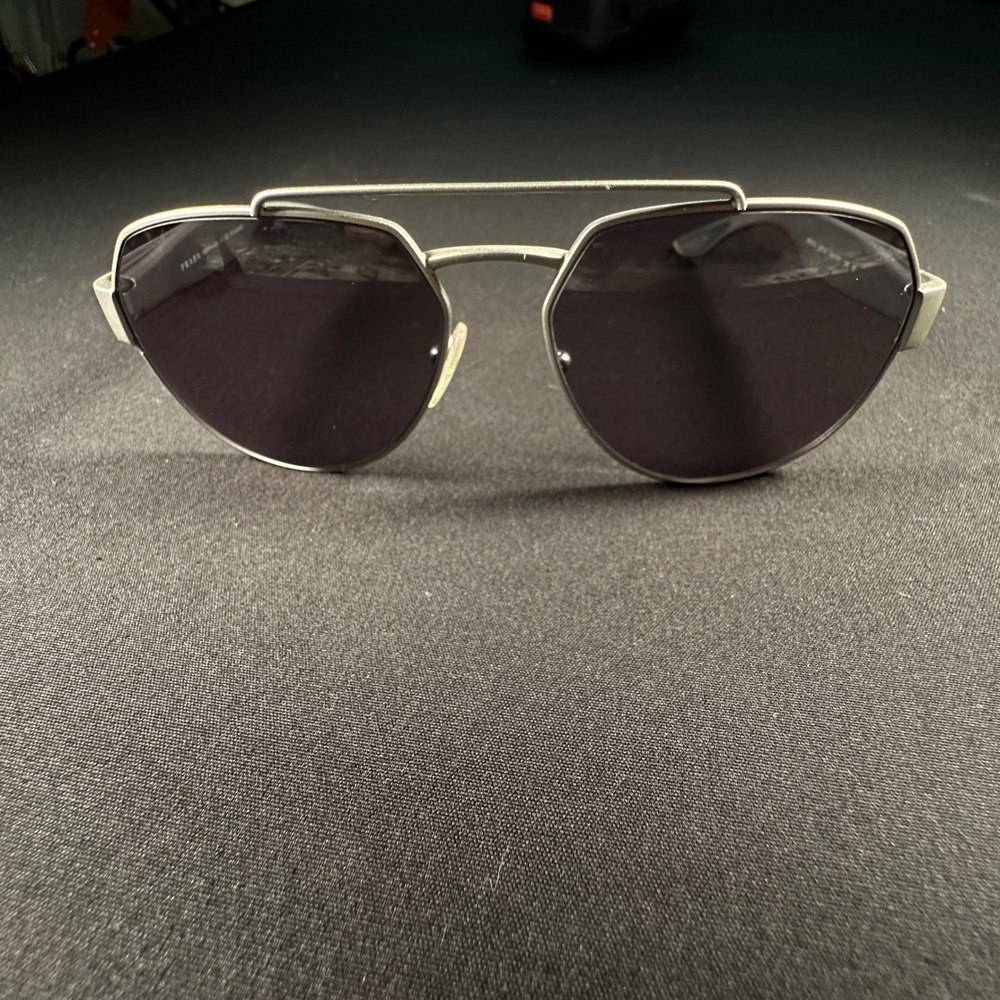 Prada Polarized Sunglasses Frame Men Silver Linnea Rossa SPS 57U 449-5W1 Italy - Picture 2 of 12